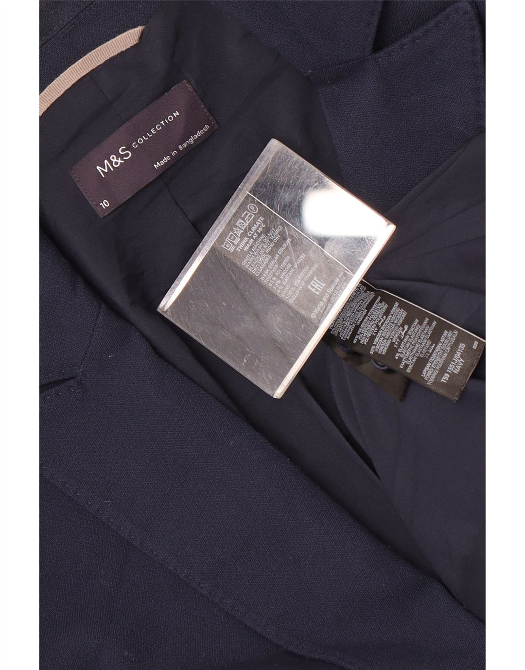 Jaqueta blazer feminina de 1 botão Marks & Spencer Reino Unido 10 pequena azul marinho