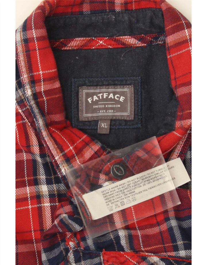 Camisa masculina de flanela Fat Face XL algodão xadrez vermelho