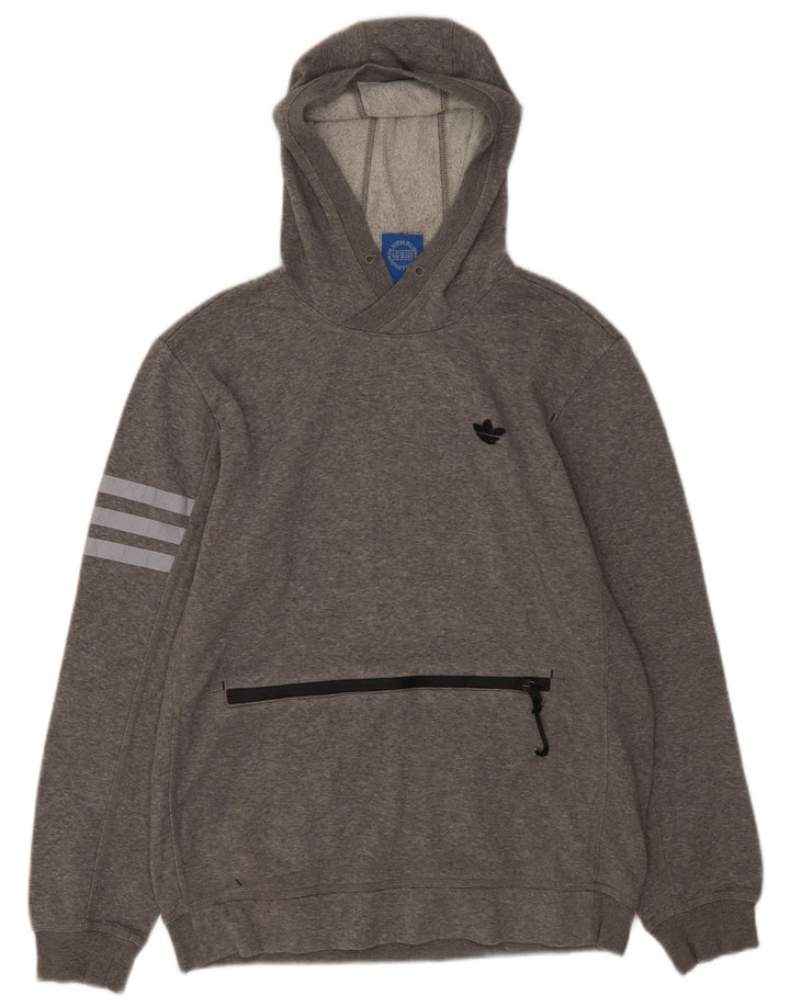 Adidas Mens Hoodie Jumper Médio Cinza Algodão Flecked