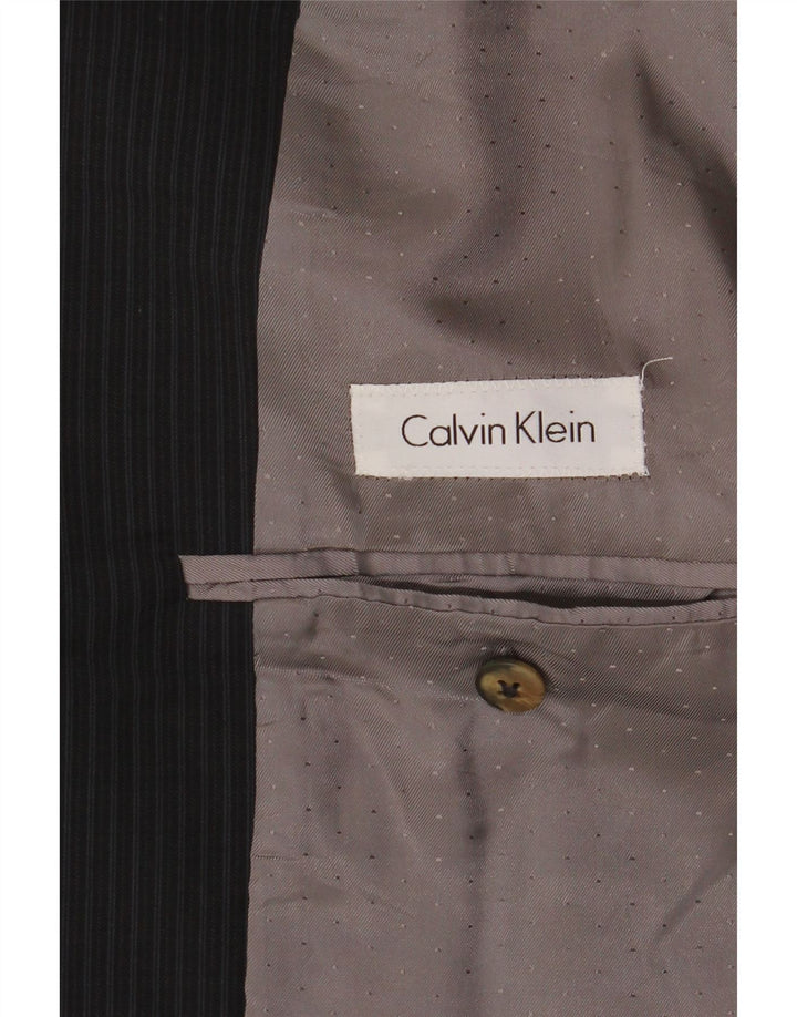 Jaqueta Blazer Longline Masculina Calvin Klein UK 44 2XL Preto Riscas Nova Lã