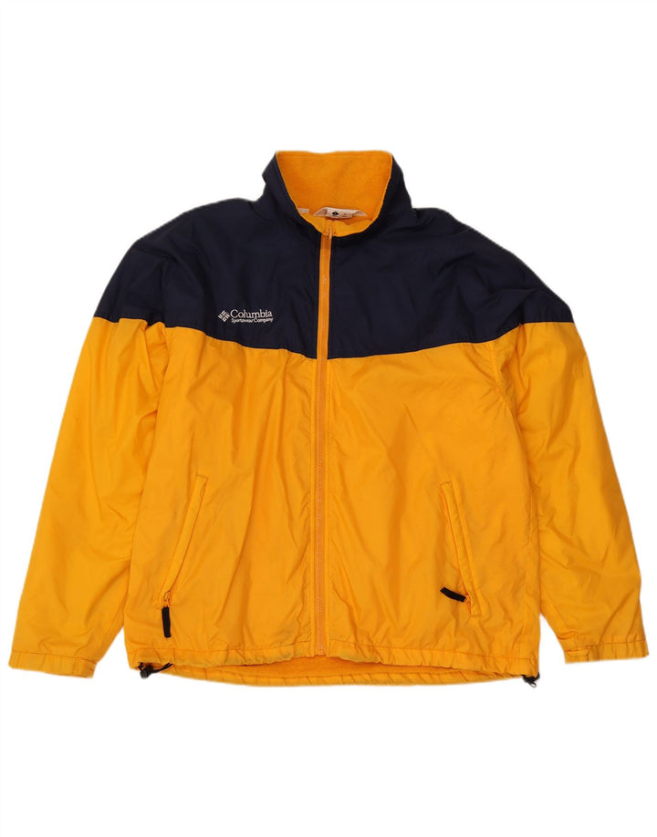 Jaqueta corta-vento masculina Columbia UK 40 grande bloco colorido amarelo