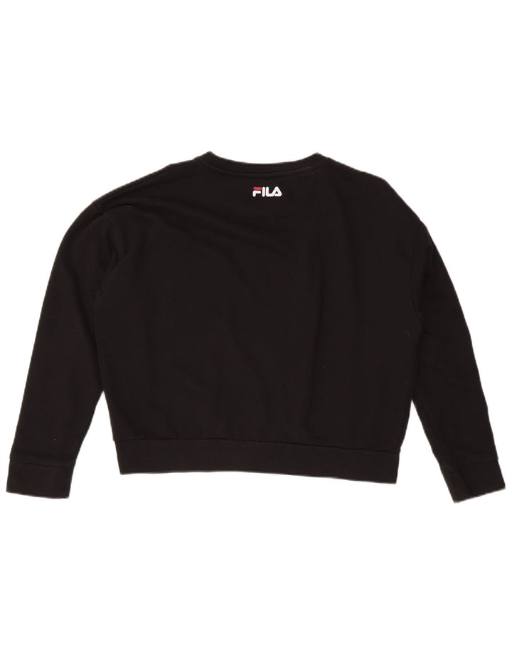 FILA moletom feminino oversized crop gráfico jumper Reino Unido 10 pequeno preto