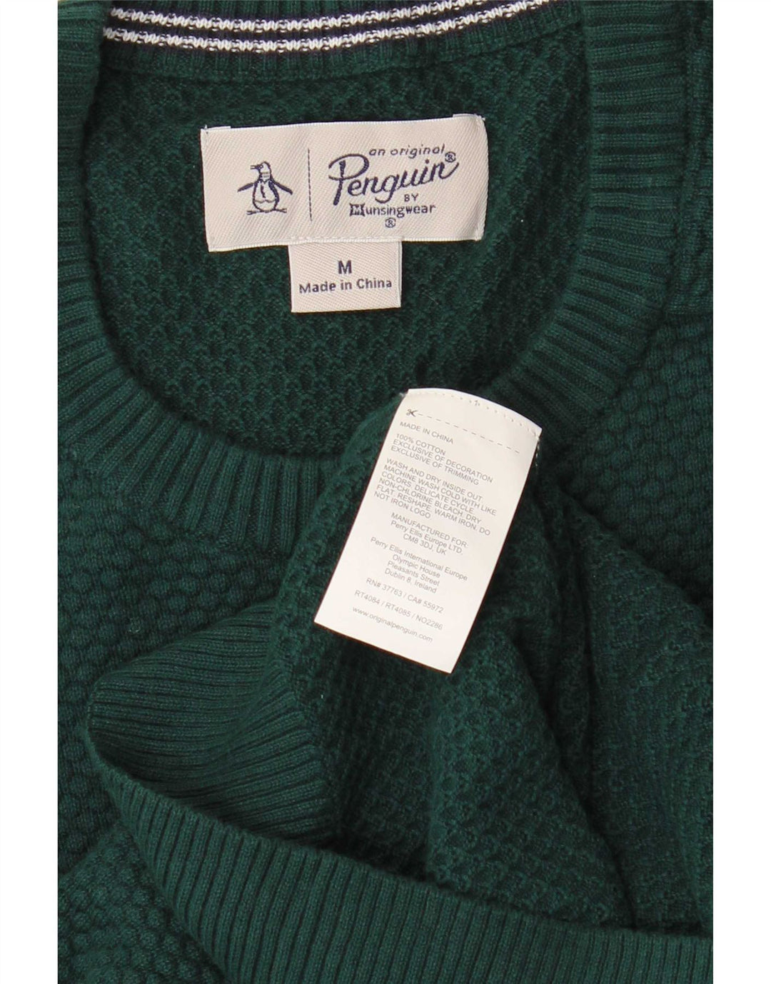 Suéter masculino Penguin com gola redonda e algodão verde médio