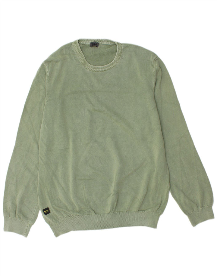 Blauer Suéter masculino com gola redonda XL algodão verde