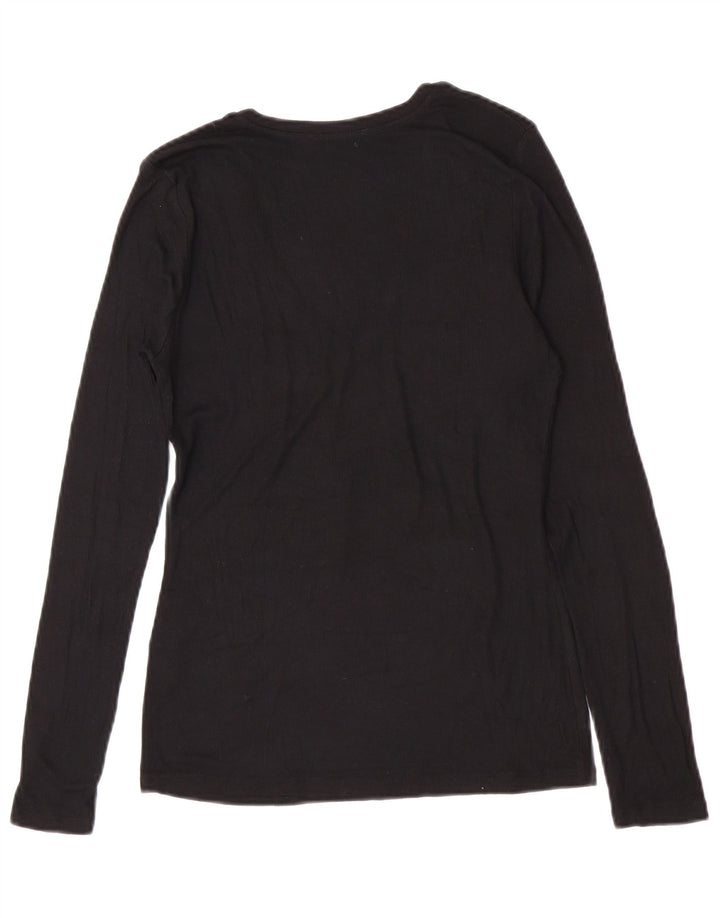 Top feminino Zara manga comprida UK 14 grande preto modal