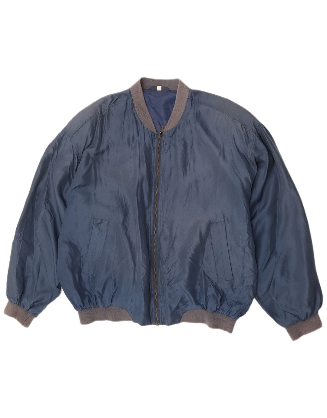 Jaqueta bomber masculina vintage UK 42 XL seda azul