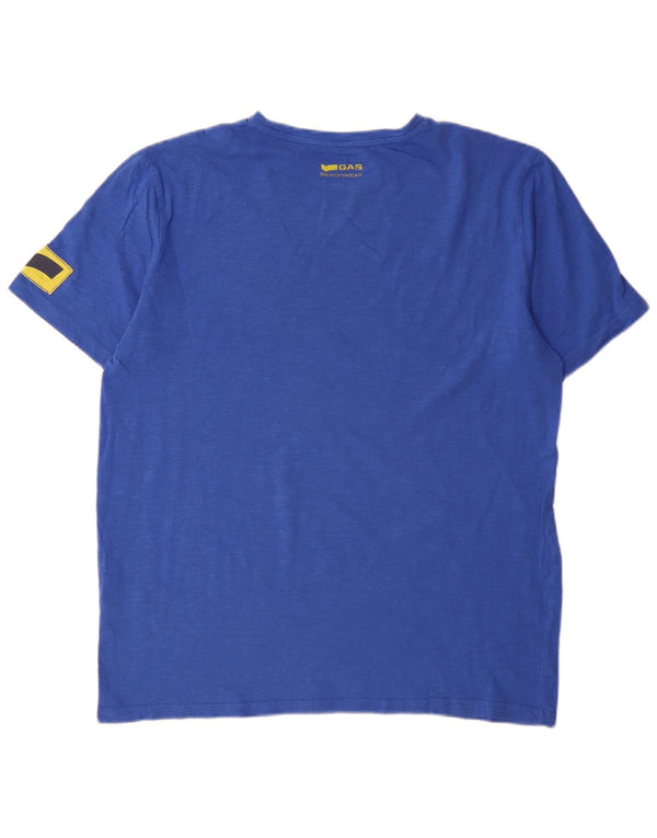 Camiseta masculina Gas Top 2XL algodão manchado azul