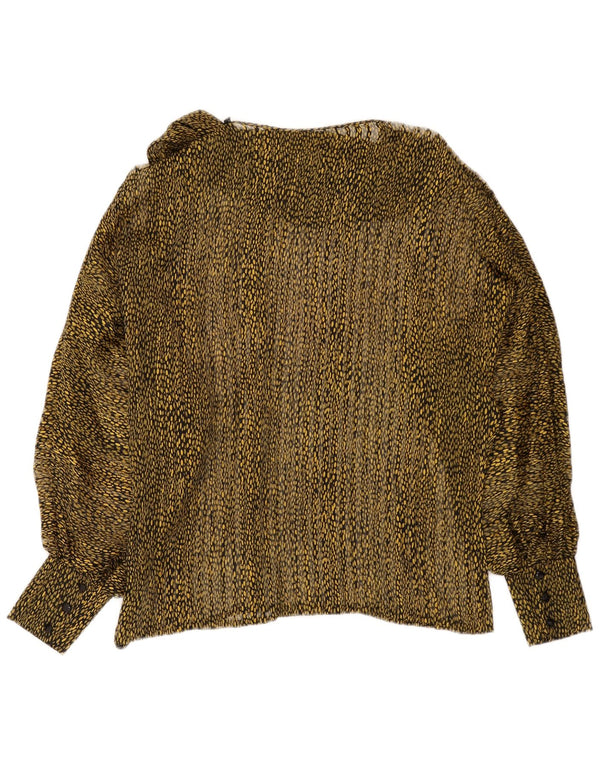 Blusa feminina vintage de manga comprida UK 16 grande estampa animal verde