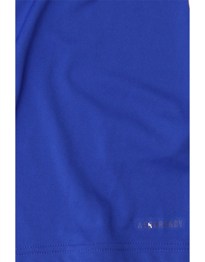 Adidas Mens Aeroready Camiseta Top Pequeno Azul Colorblock Poliéster