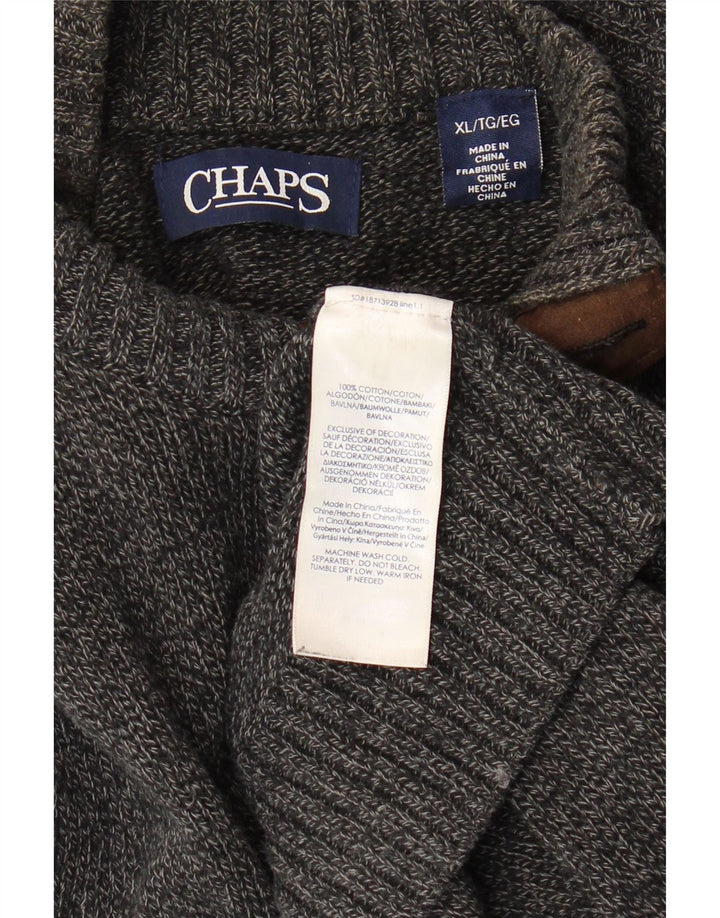 Suéter masculino CHAPS com gola redonda e algodão manchado cinza XL