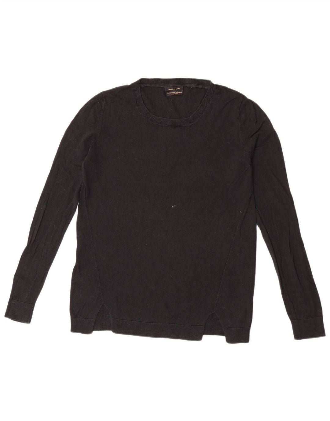 Suéter feminino Massimo Dutti com gola redonda Reino Unido 14 algodão preto médio