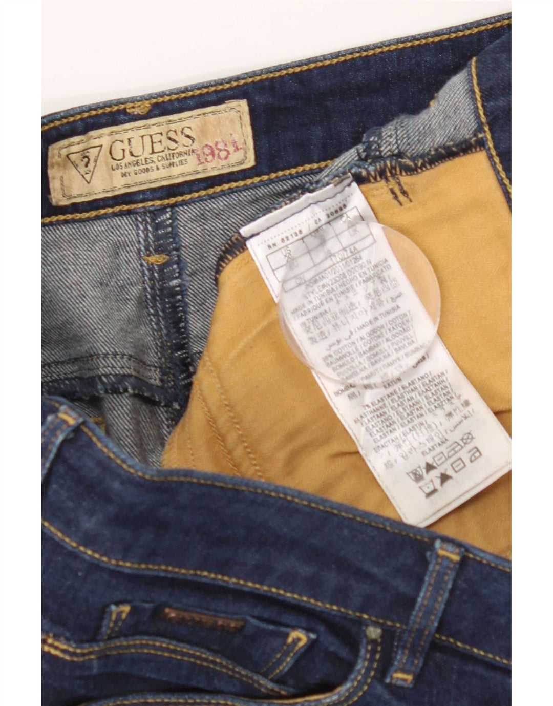 Mini saia jeans feminina Guess W29 algodão azul médio