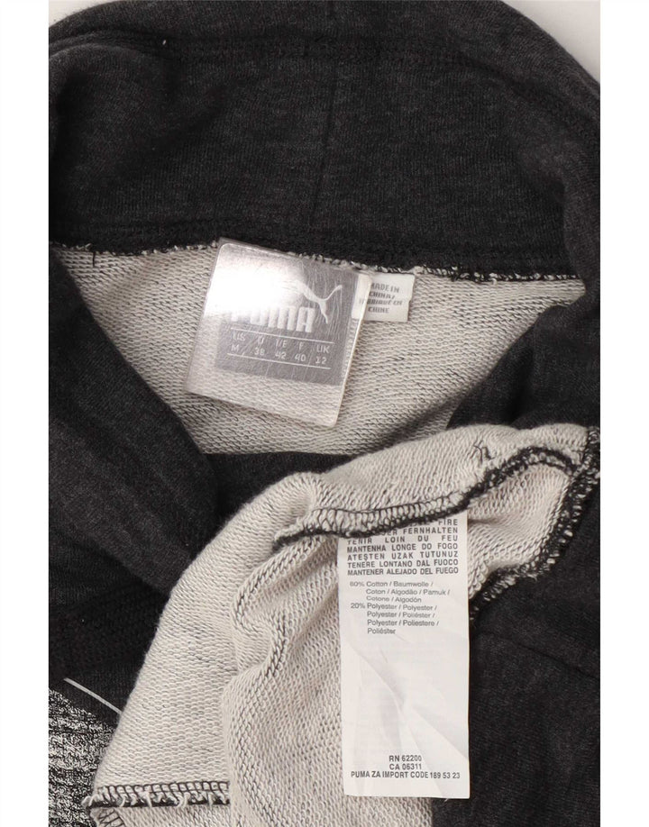Puma feminino gráfico moletom jumper UK 12 algodão cinza médio