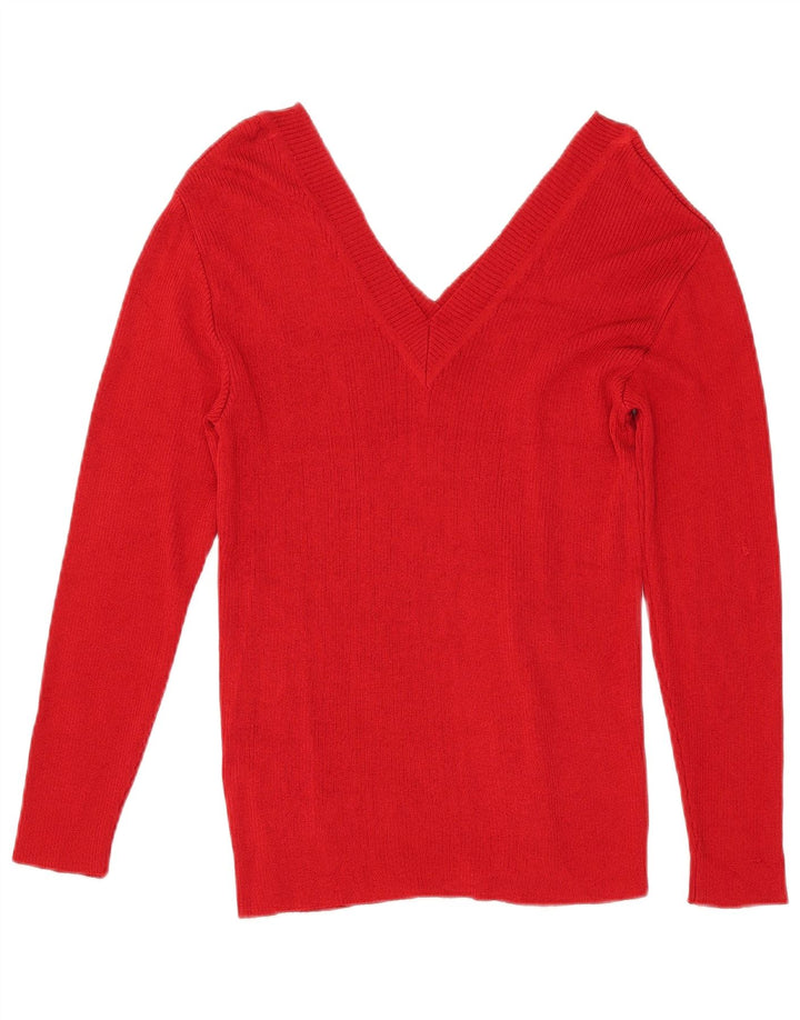 Suéter feminino Vogue com decote em V Reino Unido 14 grande viscose vermelha