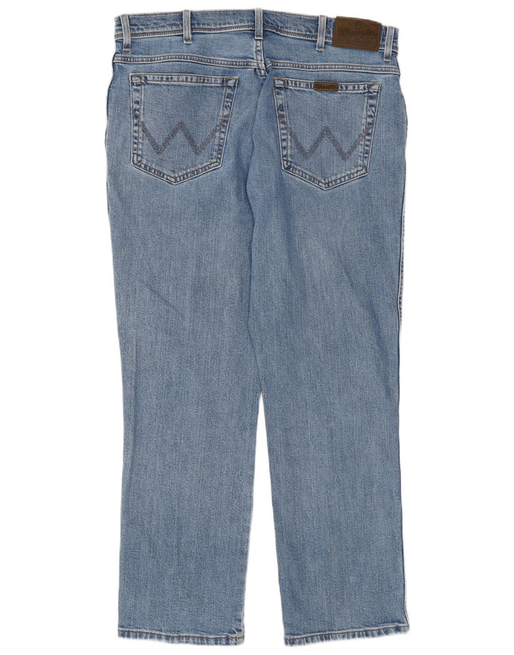 Wrangler Mens Regular Fit Straight Jeans W36 L30 Azul Algodão