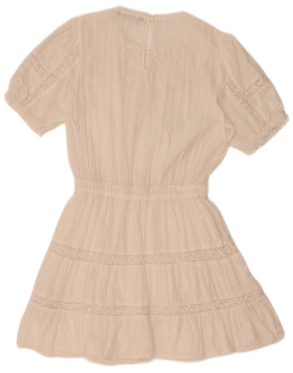 Vestido feminino Zara em camadas UK 10 pequeno algodão branco