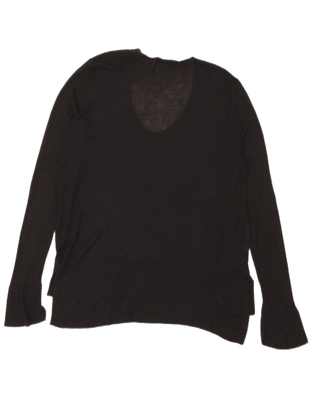 Top feminino Zara de manga comprida UK 16 grande viscose preta