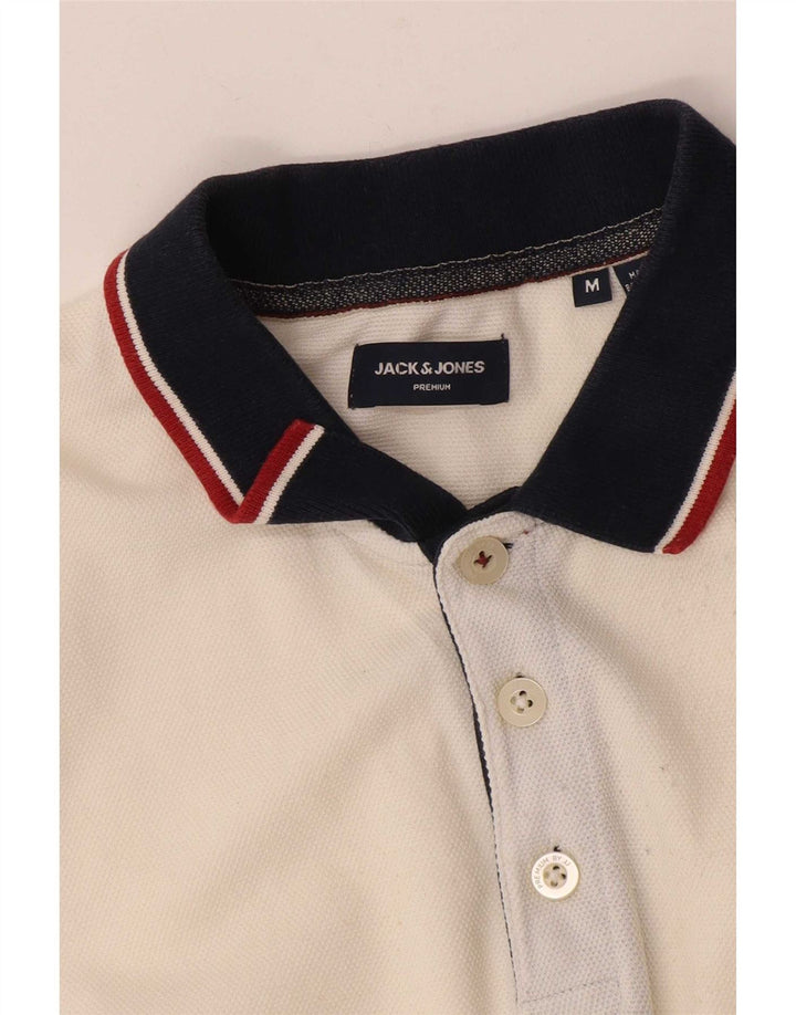 Camisa polo masculina Jack & Jones médio branco colorblock