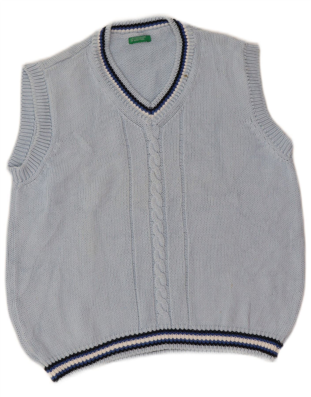 Benetton Boys Vest Tank Top 7-8 Anos Listrado Azul