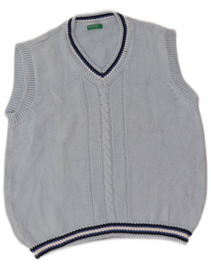Benetton Boys Vest Tank Top 7-8 Anos Listrado Azul