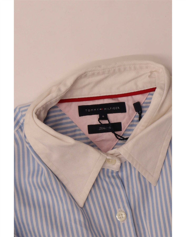 Camisa feminina Tommy Hilfiger EUA 6 algodão listrado azul médio