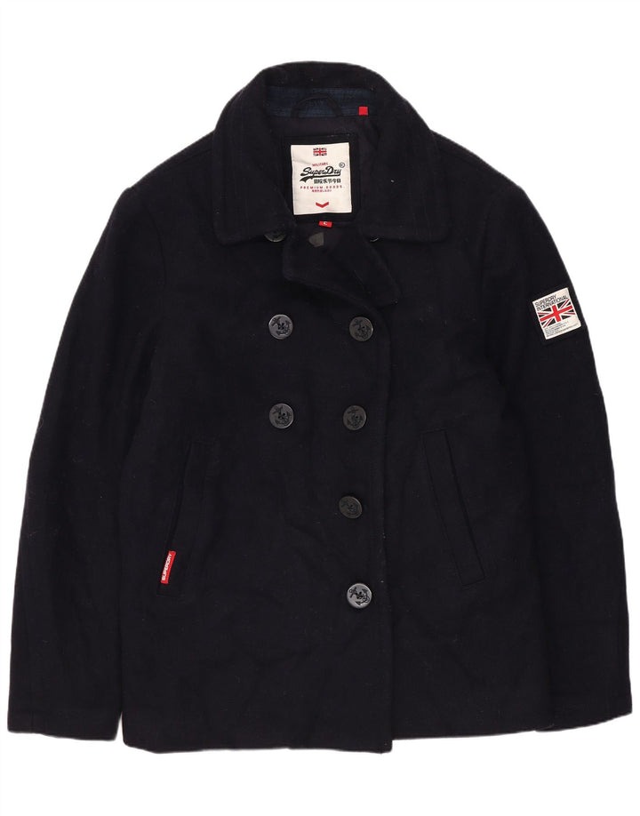 Casaco feminino Superdry Pea Coat UK 18 XL lã azul marinho