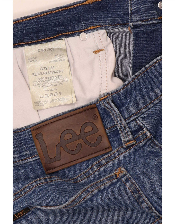 Lee Mens Regular Straight Jeans W32 L34 Azul Algodão
