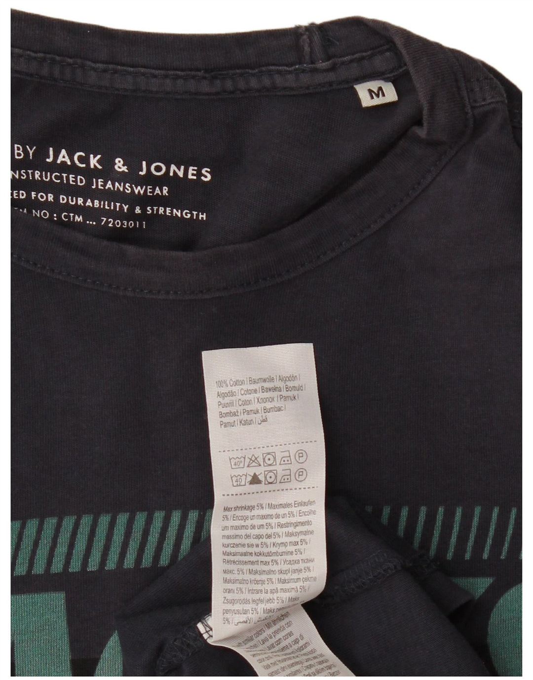 JACK & JONES Camiseta masculina gráfica Top médio algodão azul marinho