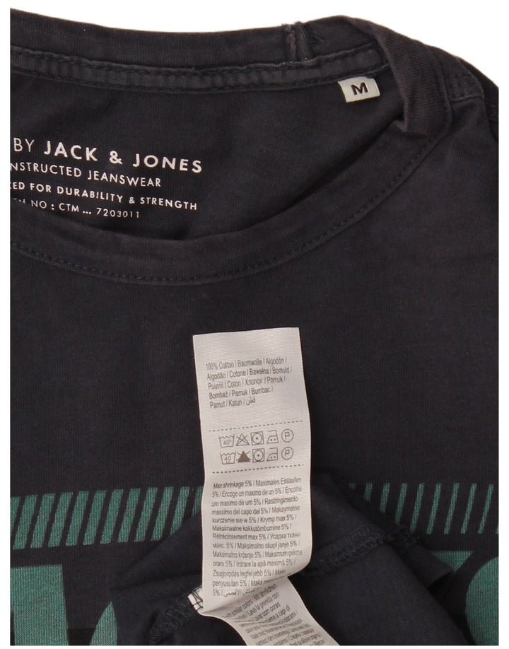 JACK & JONES Camiseta masculina gráfica Top médio algodão azul marinho
