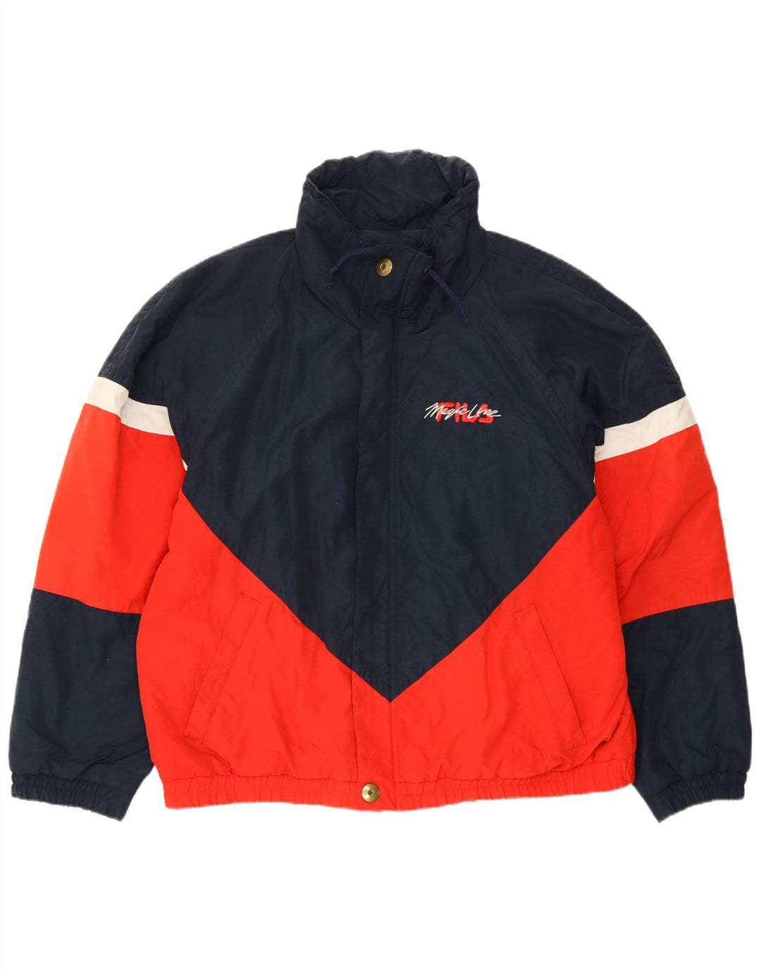 Jaqueta masculina FILA Magic Line acolchoada UK 42 XL azul marinho colorblock