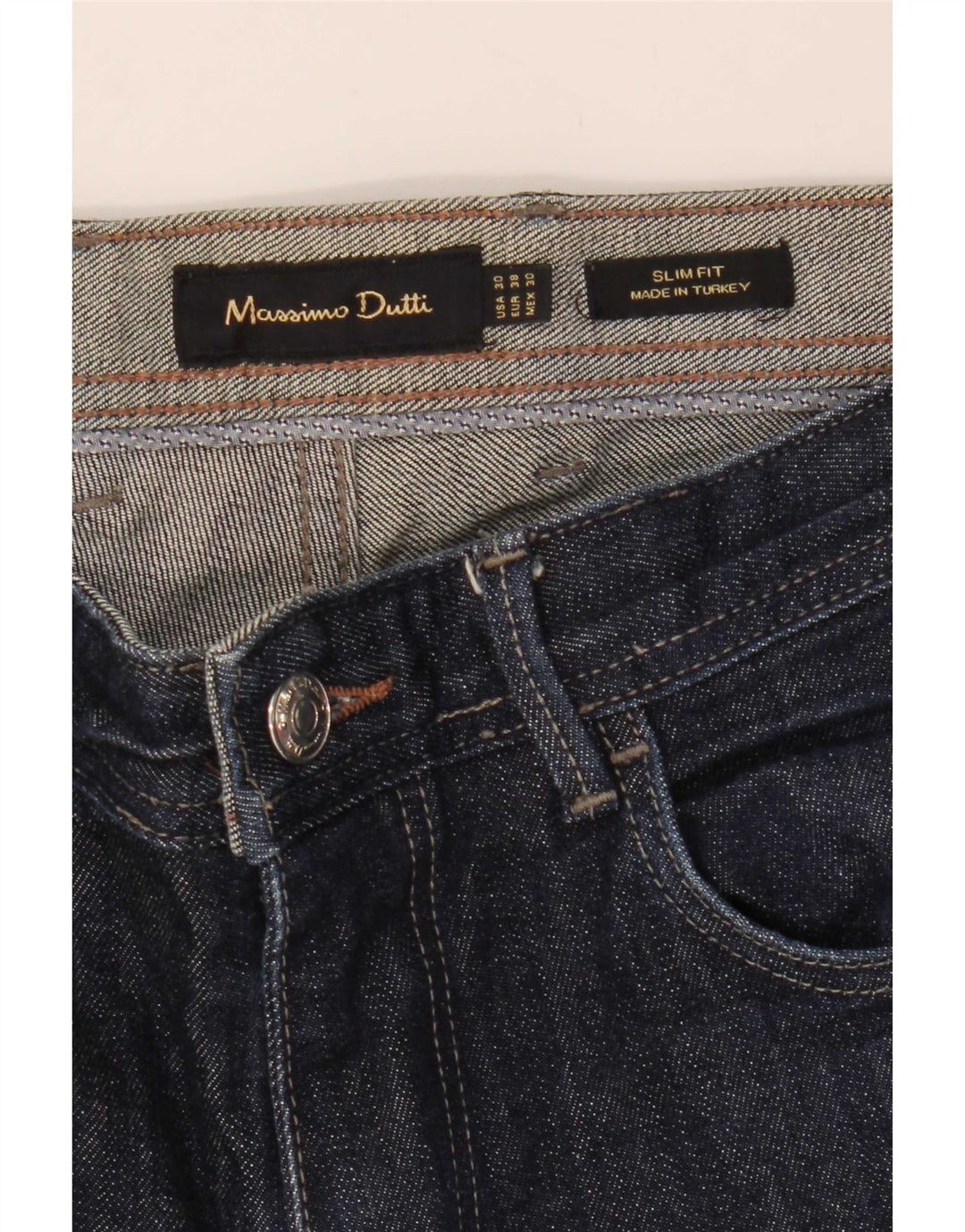 Massimo Dutti Mens Slim Jeans EU 38 Pequeno W30 L32 Azul Marinho Algodão