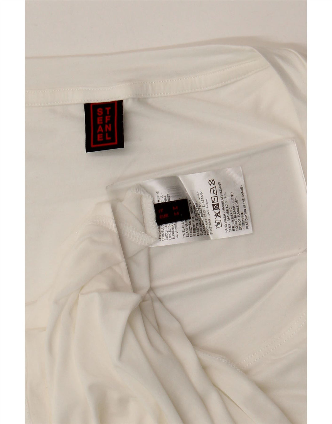 Colete feminino Stefanel Top UK 14 Lyocell branco médio