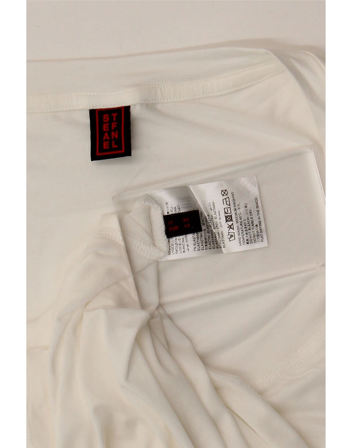 Colete feminino Stefanel Top UK 14 Lyocell branco médio