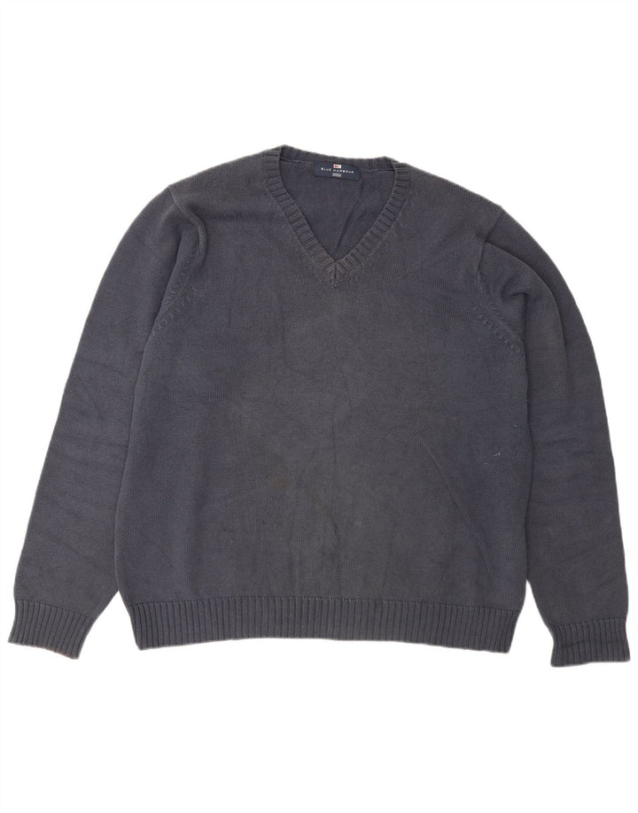 Suéter masculino Marks & Spencer Blue Harbor com decote em V azul marinho médio
