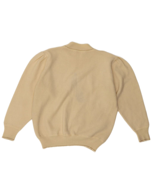 Suéter feminino vintage com gola tartaruga gráfica Reino Unido 18 XL bege