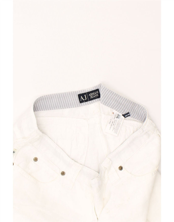ARMANI Womens Straight Casual Trousers W32 L30 White Linen Vintage Armani and Second-Hand Armani from Messina Hembry 