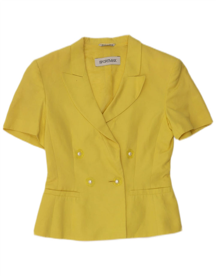 Jaqueta blazer feminina de manga curta Sportmax UK 10 pequena amarela