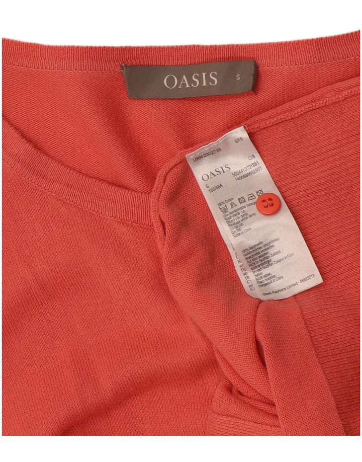 Suéter cardigã feminino Oasis UK 10 pequeno algodão rosa