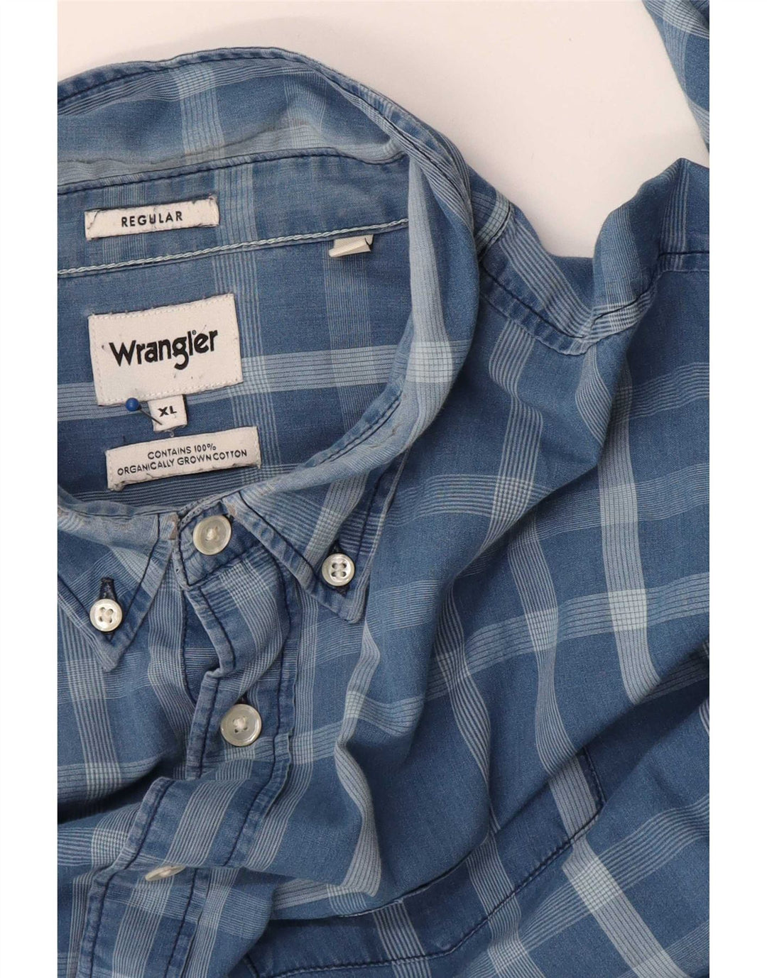 Camisa masculina Wrangler Regular Fit XL azul xadrez algodão