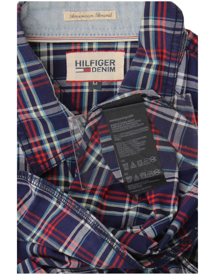 Camisa masculina Tommy Hilfiger média xadrez azul marinho algodão