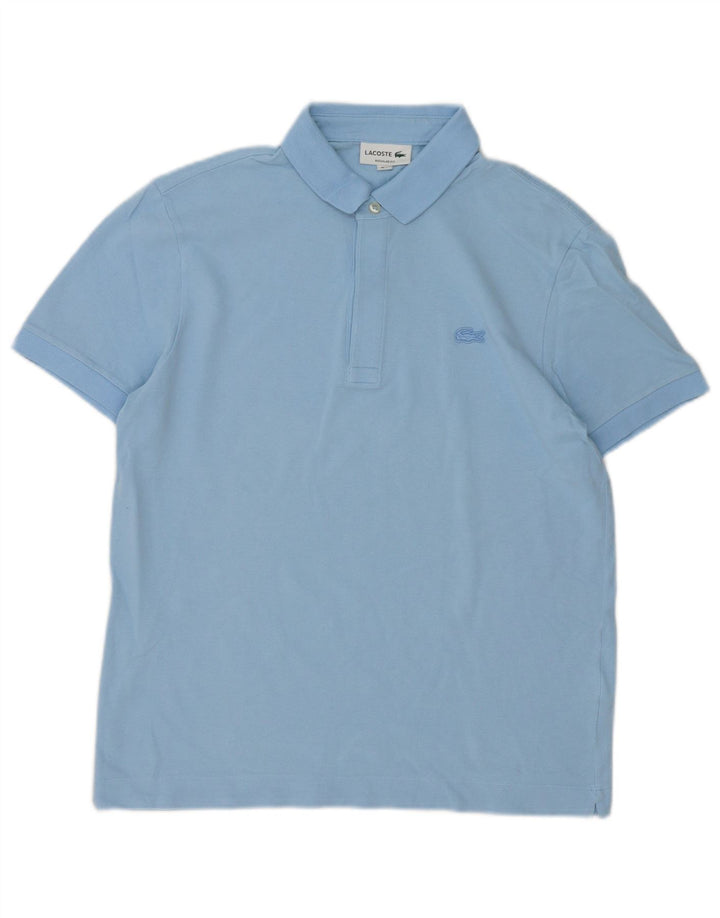 Camisa polo masculina Lacoste Regular Fit tamanho 4 algodão azul médio