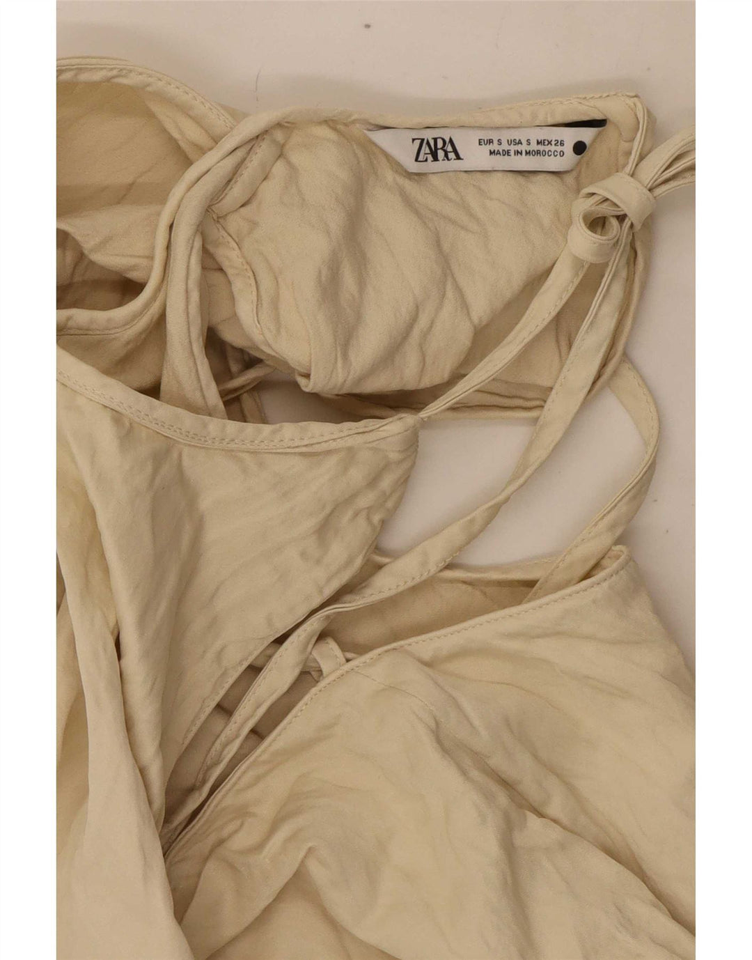 Zara Womens Halter Top UK 10 Pequeno Off White Viscose