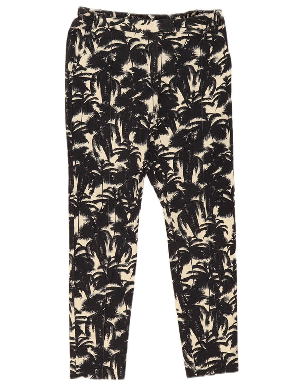 Calça feminina Topshop Graphic Slim Cropped Reino Unido 10 Pequena W28 L26 Preta