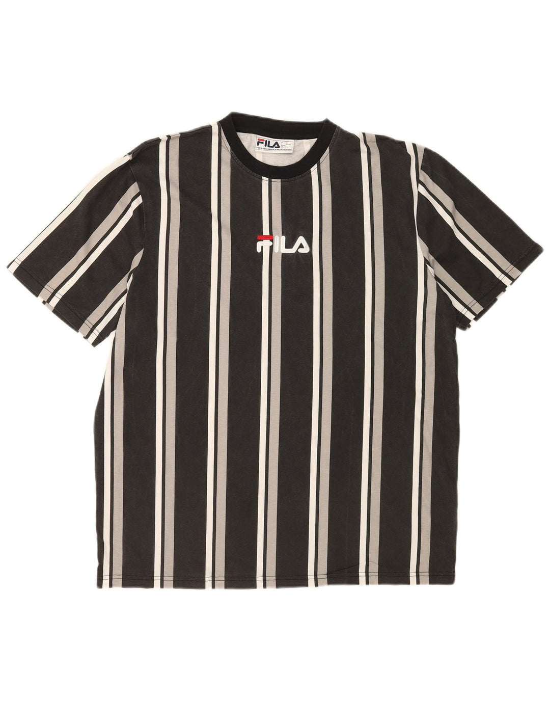 Fila Camiseta Masculina Top Grande Algodão Listrado Cinza