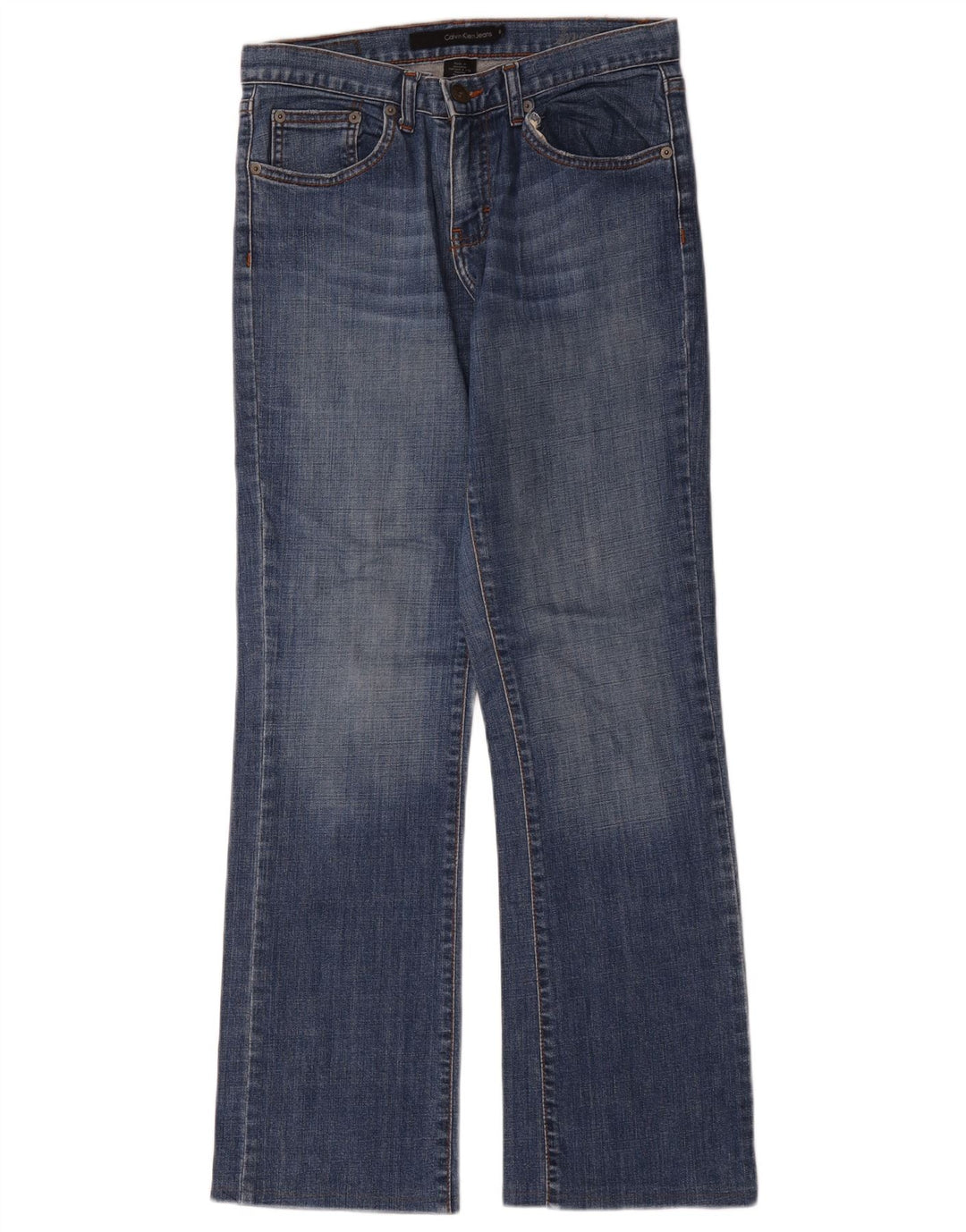 Calça jeans feminina Calvin Klein Bootcut EUA 6 médio W32 L31 algodão azul