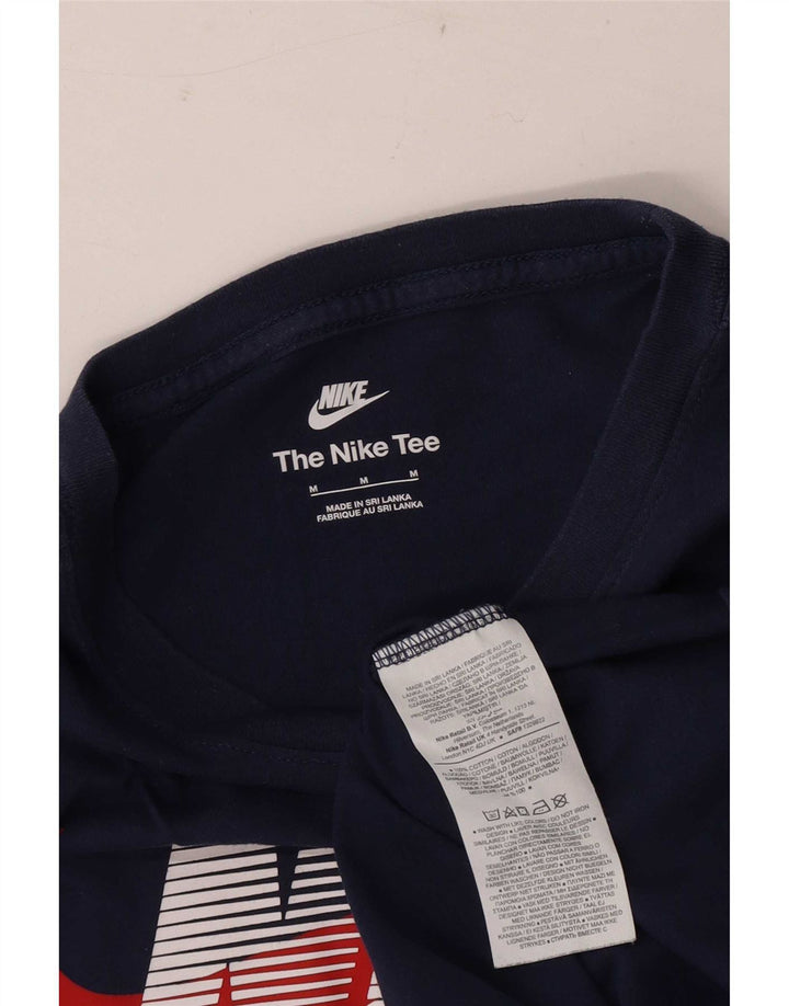 Camiseta Nike masculina gráfica Top médio algodão azul marinho