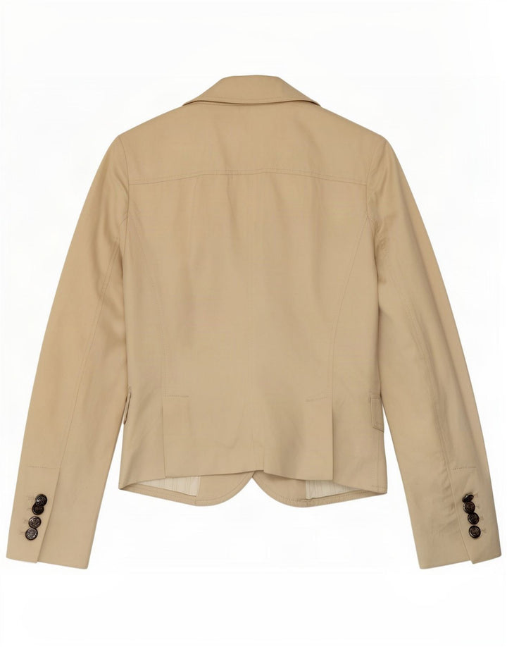 Jaqueta blazer feminina de 2 botões Massimo Dutti Reino Unido 12 Algodão bege médio