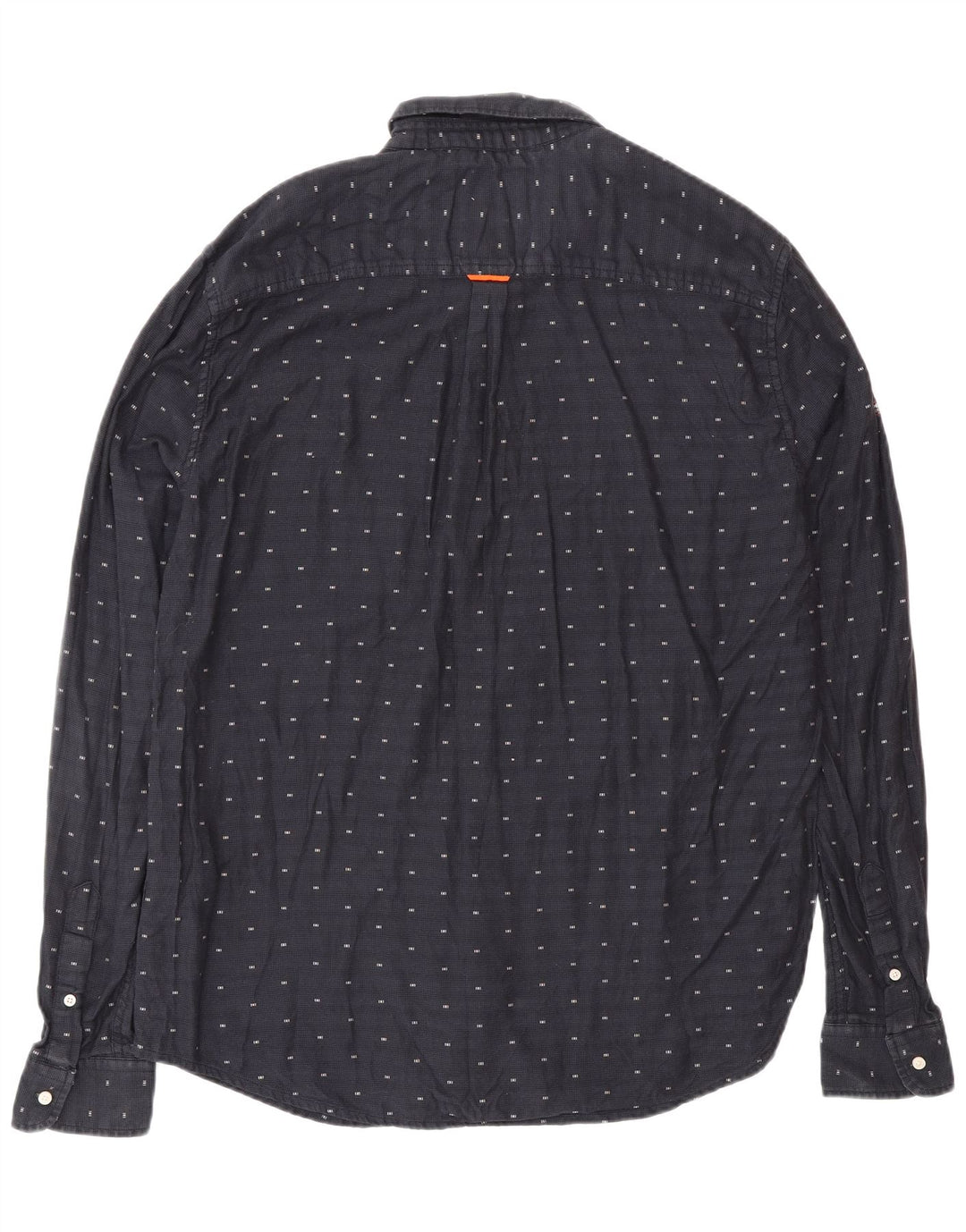 Camisa masculina SUPERDRY Regular Fit XL algodão manchado azul marinho