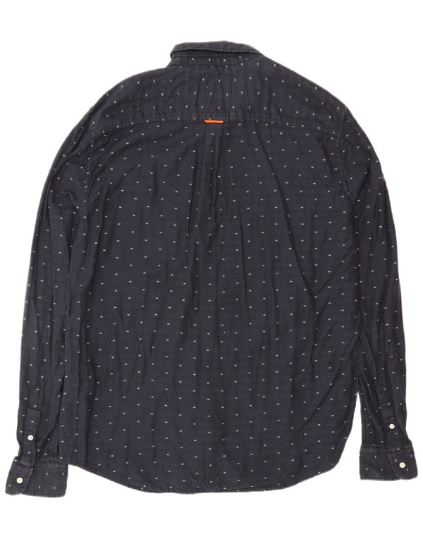 Camisa masculina SUPERDRY Regular Fit XL algodão manchado azul marinho