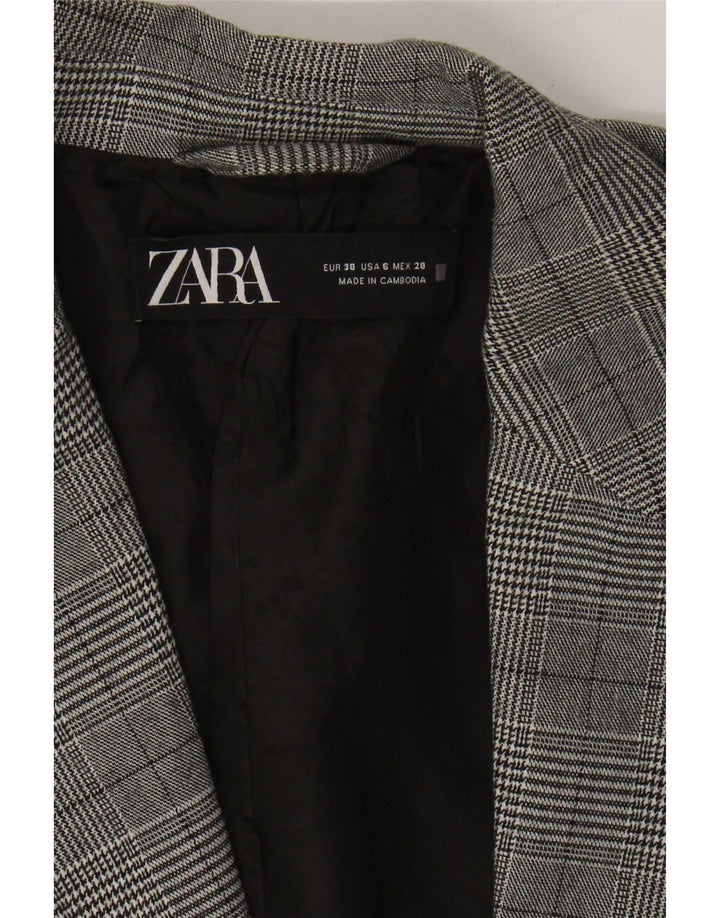 Jaqueta blazer feminina Zara com 1 botão UE 38 pequeno cinza houndstooth
